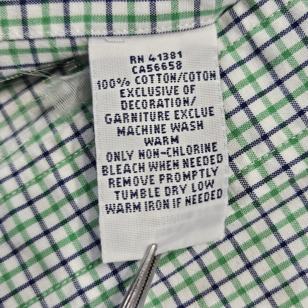 Ralph Lauren Mens Shirt 17.5‎ Green Blue  Checked Button Down Pony Long Sleeve